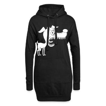 Kleiner weißer Hund und großes Maul - Hoodie-Kleid - Schwarz - Vorne