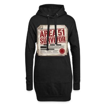 Lustiges Area 51 Überlebendes Alien UFO - Hoodie-Kleid - Schwarz - Vorne