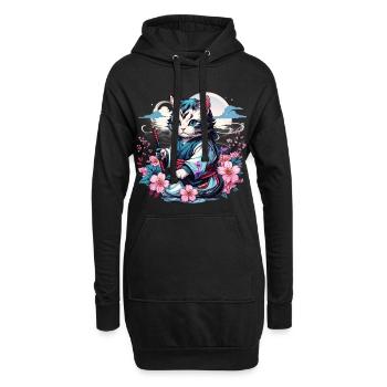 Japanische Kawaii Ninja Katze - Hoodie-Kleid - Schwarz - Vorne