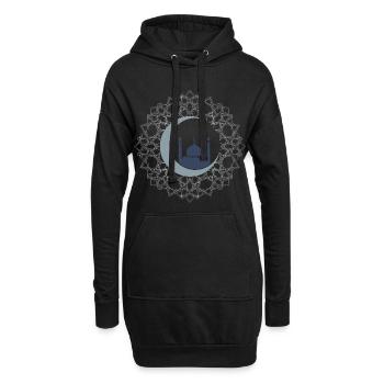 Art Islamique Mosquée Croissant Lune Élégant - Sweat-shirt à capuche long Femme - noir - Devant