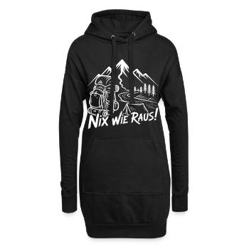 Nothing like Raus Mountain Motif Hiking Motif - Hoodie Dress - black - Front