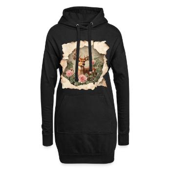 Hirsch Vintage - Hoodie-Kleid - Schwarz - Vorne