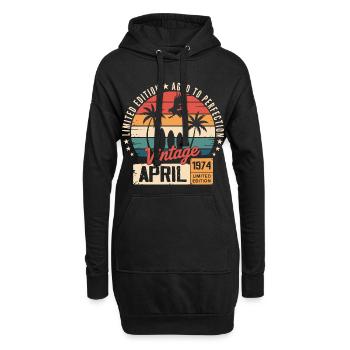 1974 April Geburtstagslegende April 1974 - Hoodie-Kleid - Schwarz - Vorne