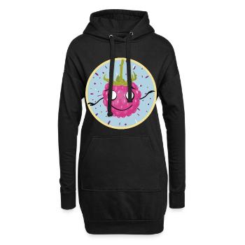 Motif câlin au visage framboise - Sweat-shirt à capuche long Femme - noir - Devant