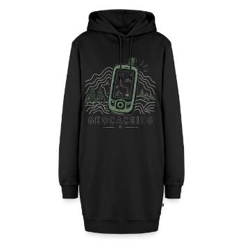 Geocaching GPS-Abenteuer - Hoodie-Kleid - Schwarz - Vorne - AI Model Female 172 light (172cm)
