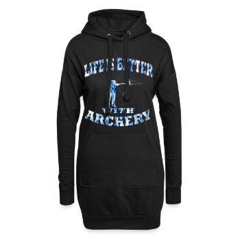 Bogenschießen - Hoodie-Kleid - Schwarz - Vorne