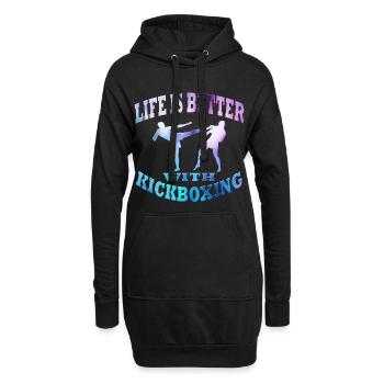 Kickboxen - Hoodie-Kleid - Schwarz - Vorne