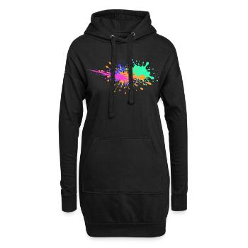 Farbkleckse Design außergewöhnlich - Hoodie-Kleid - Schwarz - Vorne