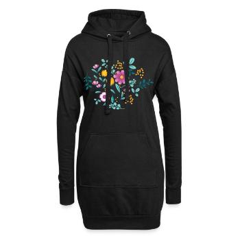 FLEURS Jaunes et Violettes - Sweat-shirt à capuche long Femme - noir - Devant