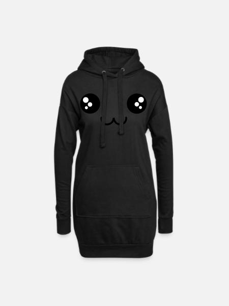 cute face - Hoodie Dress - black