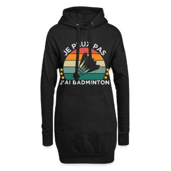 Je peux pas j' ai badminton cadeau badiste vintage - Sweat-shirt à capuche long Femme - noir - Devant
