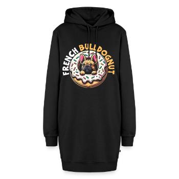 Amoureux des chiens bouledogue français - Sweat-shirt à capuche long Femme - noir - Devant