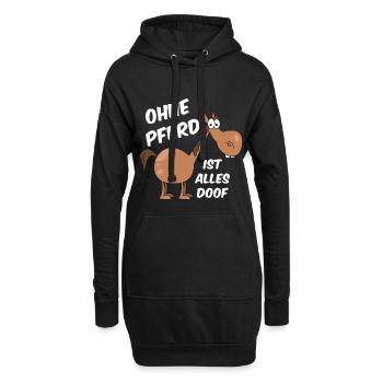 Ohne Pferd ist alles doof - Hoodie-Kleid - Schwarz - Vorne