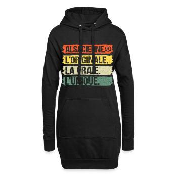 Alsacienne originale humour Alsace cadeau vintage - Sweat-shirt à capuche long Femme - noir - Devant