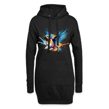 Blaumeise Farbkleckse Farbspritzer - Hoodie-Kleid - Schwarz - Vorne