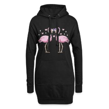 Valentinstag Flamingo 14. Februar Rosa Flamingo - Hoodie-Kleid - Schwarz - Vorne