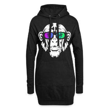 Monkey Affe Urlaub Sonnenbrille Gute Laune Musik A - Hoodie-Kleid - Schwarz - Vorne