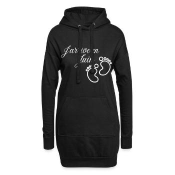 J' arrive en Juin annonce naissance futur bébé - Sweat-shirt à capuche long Femme - noir - Devant