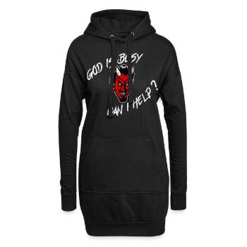 Gott ist beschäftigt Teufel Geister Engel Lustige Dämonen - Hoodie-Kleid - Schwarz - Vorne