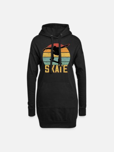 Skate Retro Vintage Skater Skatebord Skatebording - Hoodie-Kleid - Schwarz