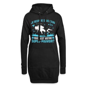 je respire sous L'eau quel est votre super pouvoir - Sweat-shirt à capuche long Femme - noir - Devant