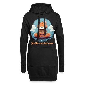 Zen-Katze: Entspannung und Meditation mit der Yoga - Hoodie-Kleid - Schwarz - Vorne