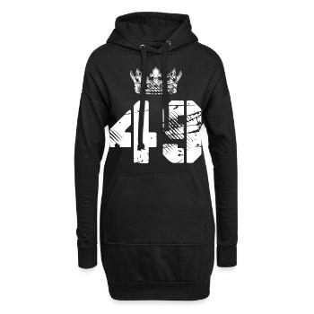 49 Zahl Krone - Hoodie-Kleid - Schwarz - Vorne