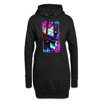 Schädel - Hoodie-Kleid - Schwarz - Vorne
