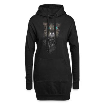 Katze Blaue Augen Traumfänger - Hoodie-Kleid - Schwarz - Vorne