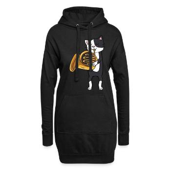 Hornist Hornist Musical Katzenliebhaber - Hoodie-Kleid - Schwarz - Vorne