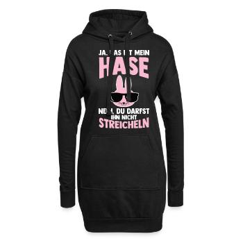 Nagetier Kaninchen Hase - Hoodie-Kleid - Schwarz - Vorne