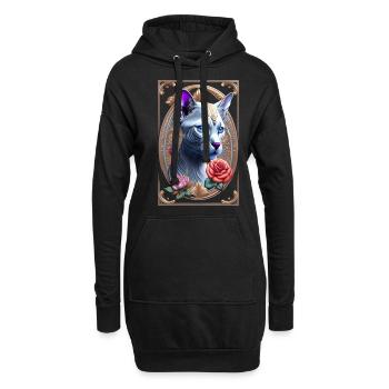 Sphynx astucieux, chat sphinx - Sweat-shirt à capuche long Femme - noir - Devant