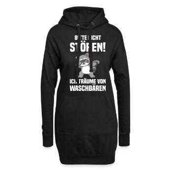 Tiermotiv Dabbing Waschbär - Hoodie-Kleid - Schwarz - Vorne