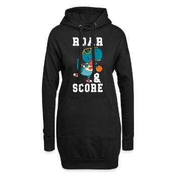 Basketball Dino T-Rex Spieler Sport Comic Cartoon - Hoodie-Kleid - Schwarz - Vorne
