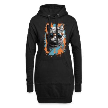 British Shorthair Cat Cool Cat Design - Sweat-shirt à capuche long Femme - noir - Devant