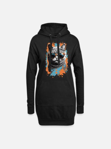 Britische Kurzhaar Katze Cooles Katzen Design - Hoodie-Kleid - Schwarz