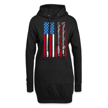 Canne à pêche drapeau américain USA Patriot Fisherman An - Sweat-shirt à capuche long Femme - noir - Devant