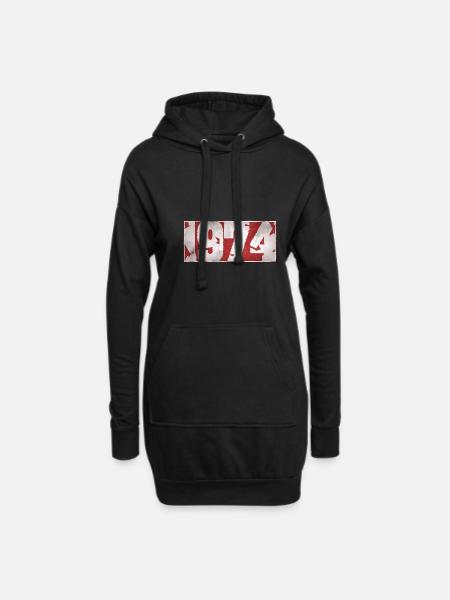 1974 - Hoodie-Kleid - Schwarz