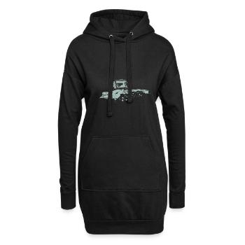 Pistenraupe Ski Wintersport Skifahrer Silhouette - Hoodie-Kleid - Schwarz - Vorne