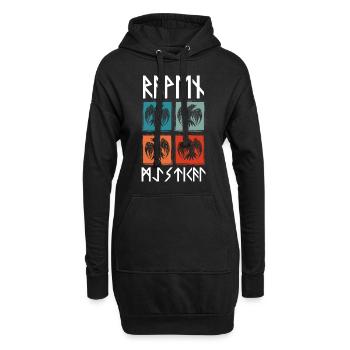 Krähe Dichter Schwarz Munin - Hoodie-Kleid - Schwarz - Vorne