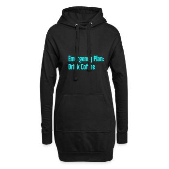 Kaffee-Notfallplan - Hoodie-Kleid - Schwarz - Vorne