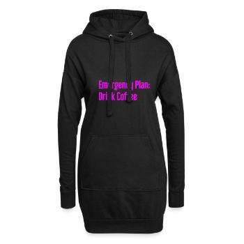 Kaffee-Notfallplan - Hoodie-Kleid - Schwarz - Vorne