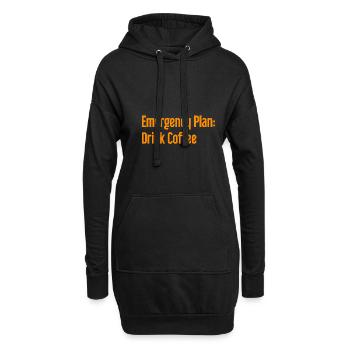 Kaffee-Notfallplan - Hoodie-Kleid - Schwarz - Vorne