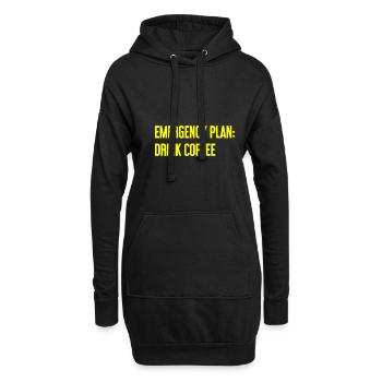 Kaffee-Notfallplan - Hoodie-Kleid - Schwarz - Vorne
