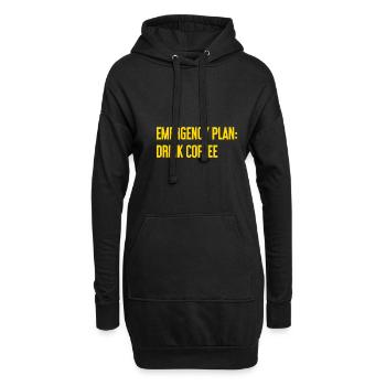 Kaffee-Notfallplan - Hoodie-Kleid - Schwarz - Vorne