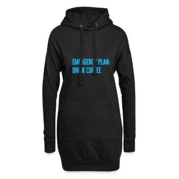 Kaffee-Notfallplan - Hoodie-Kleid - Schwarz - Vorne