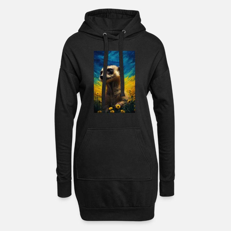 Erdmännchen - Hoodie-Kleid - Schwarz