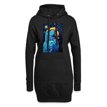 Perroquet - Sweat-shirt à capuche long Femme - noir - Devant
