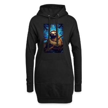 Faultier - Hoodie-Kleid - Schwarz - Vorne
