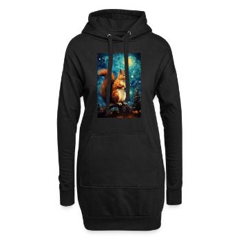 Eichhörnchen - Hoodie-Kleid - Schwarz - Vorne